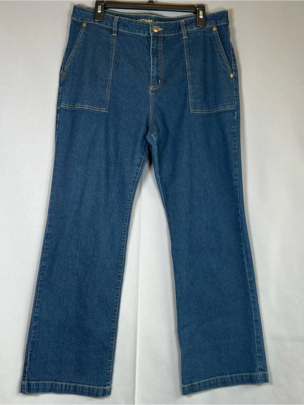 Michael Kors Dark Blue Denim Hugh Rise Straight Leg Utility Style Jeans